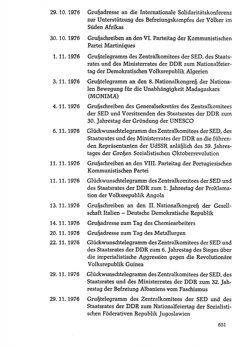 Dokumente der Sozialistischen Einheitspartei Deutschlands (SED) [Deutsche Demokratische Republik (DDR)] 1976-1977, Seite 651 (Dok. SED DDR 1976-1977, S. 651)