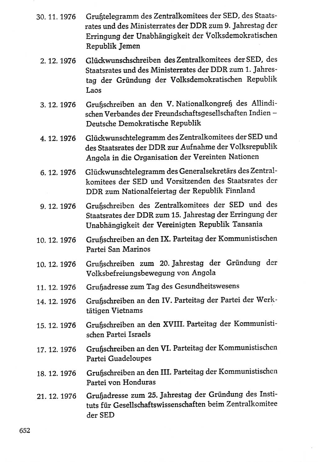 Dokumente der Sozialistischen Einheitspartei Deutschlands (SED) [Deutsche Demokratische Republik (DDR)] 1976-1977, Seite 652 (Dok. SED DDR 1976-1977, S. 652)