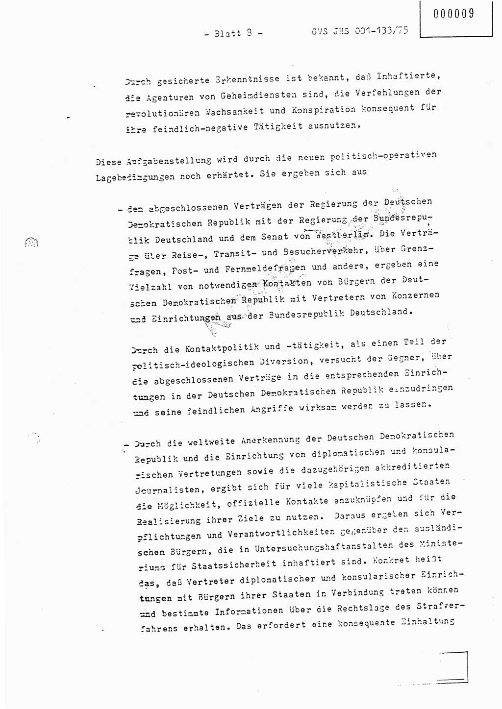 Fachschulabschlußarbeit Major Werner Braun (Abt. ⅩⅣ), Hauptmann Klaus Zeiß (Abt. ⅩⅣ), Ministerium für Staatssicherheit (MfS) [Deutsche Demokratische Republik (DDR)], Juristische Hochschule (JHS), Geheime Verschlußsache (GVS) 001-133/75, Potsdam 1976, Blatt 8 (FS-Abschl.-Arb. MfS DDR JHS GVS 001-133/75 1976, Bl. 8)