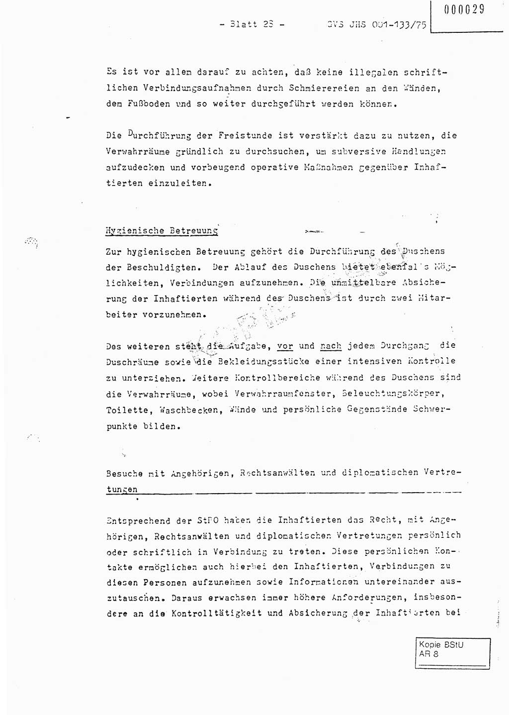 Fachschulabschlußarbeit Major Werner Braun (Abt. ⅩⅣ), Hauptmann Klaus Zeiß (Abt. ⅩⅣ), Ministerium für Staatssicherheit (MfS) [Deutsche Demokratische Republik (DDR)], Juristische Hochschule (JHS), Geheime Verschlußsache (GVS) 001-133/75, Potsdam 1976, Blatt 28 (FS-Abschl.-Arb. MfS DDR JHS GVS 001-133/75 1976, Bl. 28)