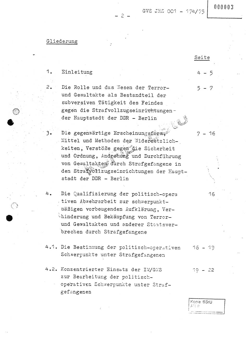 Fachschulabschlußarbeit Oberleutnant Adolf Cichon (Abt. Ⅶ), Ministerium für Staatssicherheit (MfS) [Deutsche Demokratische Republik (DDR)], Juristische Hochschule (JHS), Geheime Verschlußsache (GVS) 001-174/75, Potsdam 1976, Seite 2 (FS-Abschl.-Arb. MfS DDR JHS GVS 001-174/75 1976, S. 2)