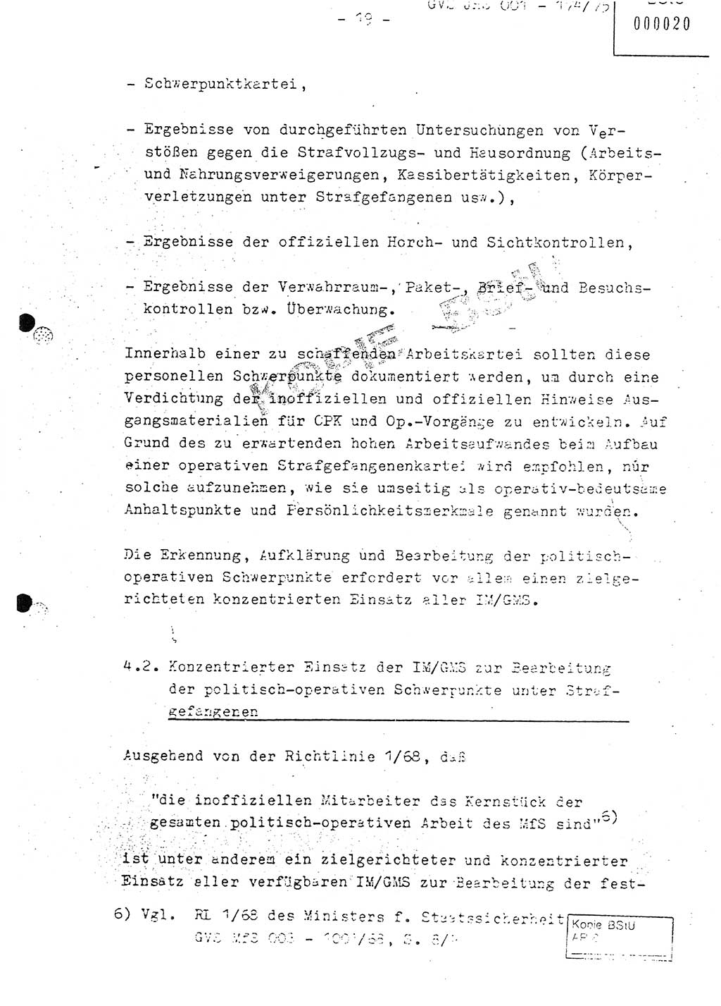 Fachschulabschlußarbeit Oberleutnant Adolf Cichon (Abt. Ⅶ), Ministerium für Staatssicherheit (MfS) [Deutsche Demokratische Republik (DDR)], Juristische Hochschule (JHS), Geheime Verschlußsache (GVS) 001-174/75, Potsdam 1976, Seite 19 (FS-Abschl.-Arb. MfS DDR JHS GVS 001-174/75 1976, S. 19)