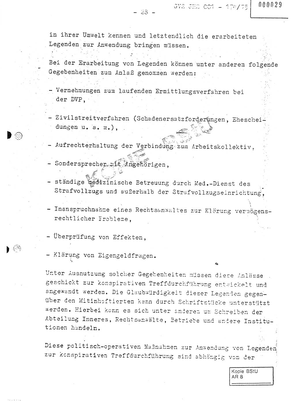 Fachschulabschlußarbeit Oberleutnant Adolf Cichon (Abt. Ⅶ), Ministerium für Staatssicherheit (MfS) [Deutsche Demokratische Republik (DDR)], Juristische Hochschule (JHS), Geheime Verschlußsache (GVS) 001-174/75, Potsdam 1976, Seite 28 (FS-Abschl.-Arb. MfS DDR JHS GVS 001-174/75 1976, S. 28)