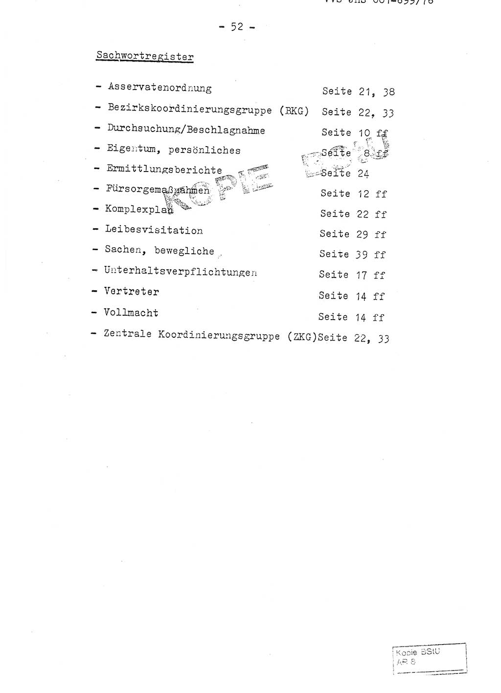 Fachschulabschlußarbeit Leutnant Volkmar Taubert (HA Ⅸ/9), Leutnant Axel Naumann (HA Ⅸ/9), Unterleutnat Detlef Debski (HA Ⅸ/9), Ministerium für Staatssicherheit (MfS) [Deutsche Demokratische Republik (DDR)], Juristische Hochschule (JHS), Vertrauliche Verschlußsache (VVS) 001-699/76, Potsdam 1976, Seite 52 (FS-Abschl.-Arb. MfS DDR JHS VVS 001-699/76 1976, S. 52)