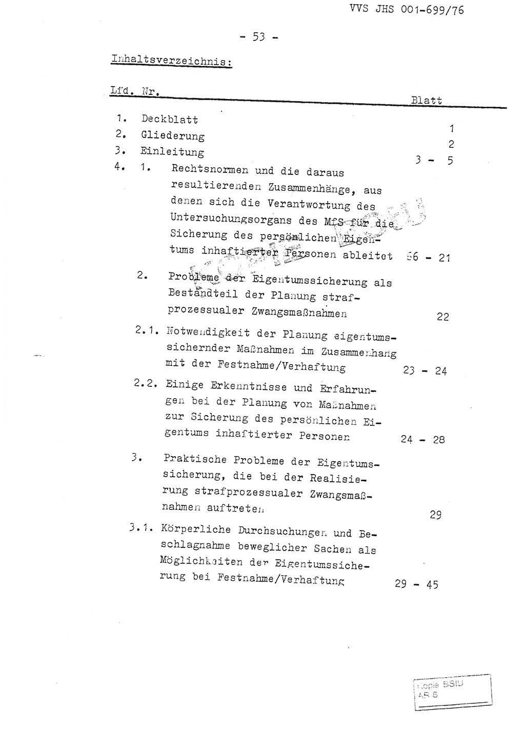 Fachschulabschlußarbeit Leutnant Volkmar Taubert (HA Ⅸ/9), Leutnant Axel Naumann (HA Ⅸ/9), Unterleutnat Detlef Debski (HA Ⅸ/9), Ministerium für Staatssicherheit (MfS) [Deutsche Demokratische Republik (DDR)], Juristische Hochschule (JHS), Vertrauliche Verschlußsache (VVS) 001-699/76, Potsdam 1976, Seite 53 (FS-Abschl.-Arb. MfS DDR JHS VVS 001-699/76 1976, S. 53)