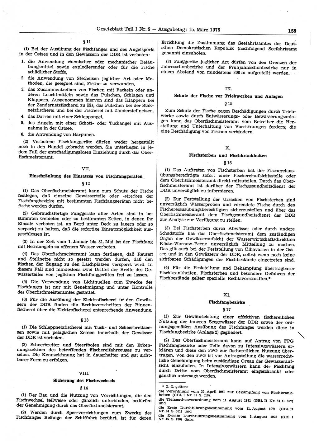Gesetzblatt (GBl.) der Deutschen Demokratischen Republik (DDR) Teil Ⅰ 1976, Seite 159 (GBl. DDR Ⅰ 1976, S. 159)