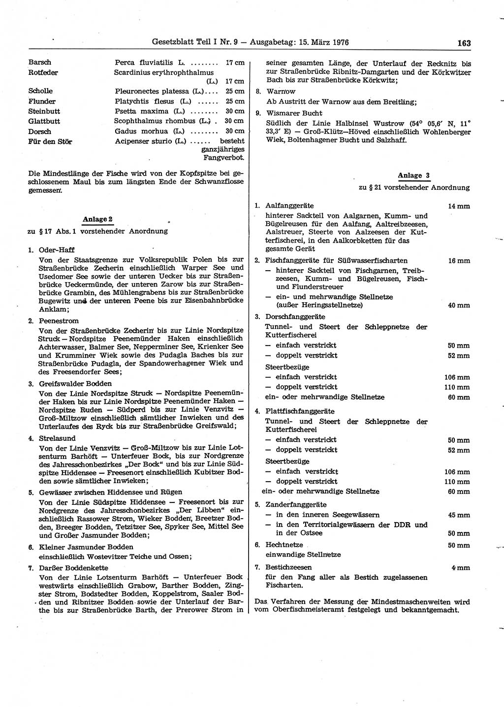 Gesetzblatt (GBl.) der Deutschen Demokratischen Republik (DDR) Teil Ⅰ 1976, Seite 163 (GBl. DDR Ⅰ 1976, S. 163)