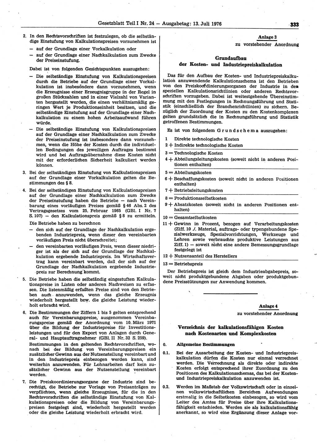 Gesetzblatt (GBl.) der Deutschen Demokratischen Republik (DDR) Teil Ⅰ 1976, Seite 333 (GBl. DDR Ⅰ 1976, S. 333)