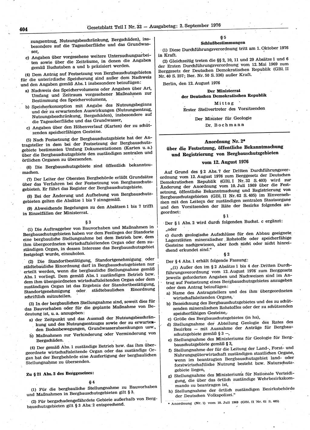 Gesetzblatt (GBl.) der Deutschen Demokratischen Republik (DDR) Teil Ⅰ 1976, Seite 404 (GBl. DDR Ⅰ 1976, S. 404)