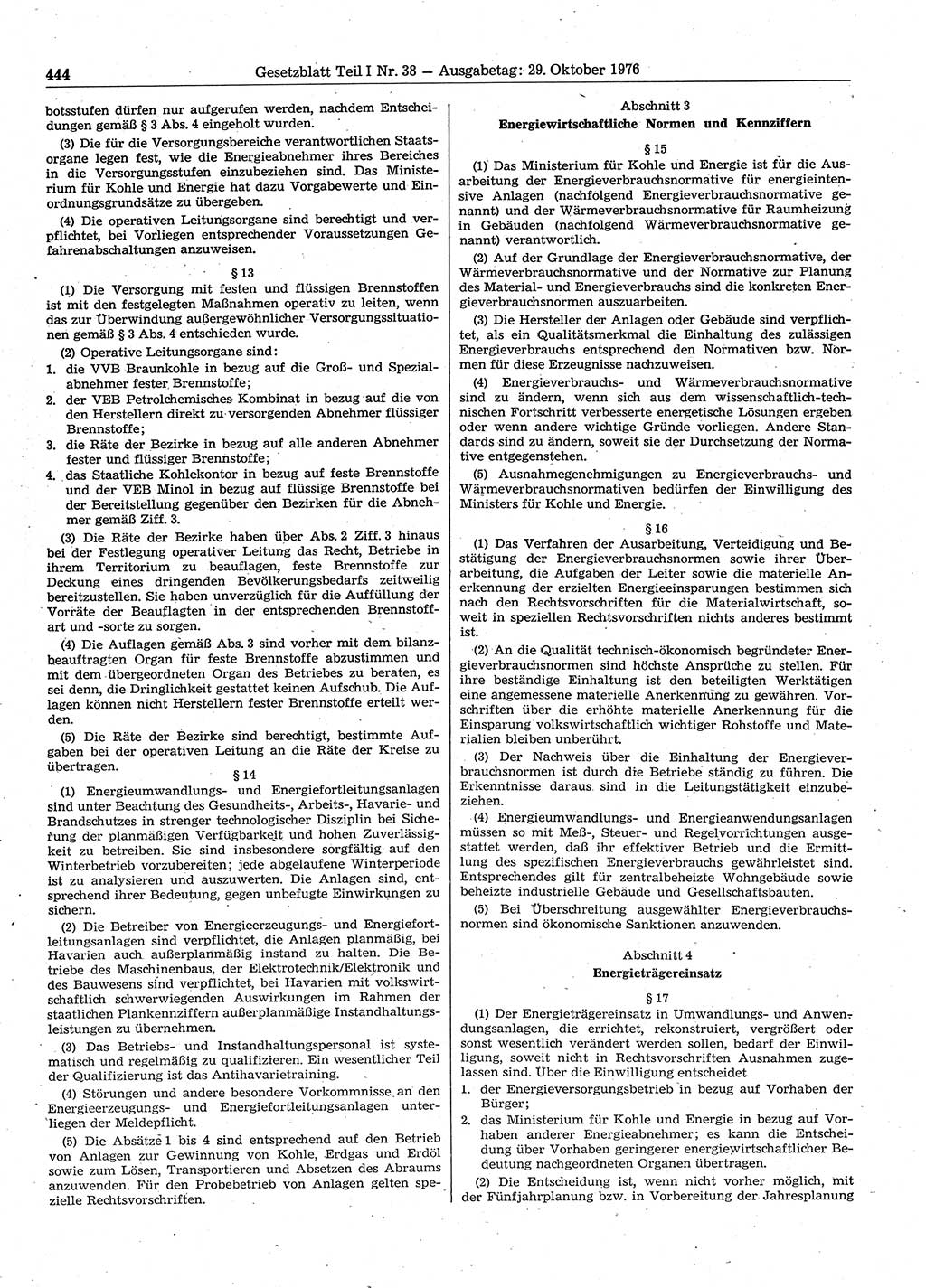 Gesetzblatt (GBl.) der Deutschen Demokratischen Republik (DDR) Teil Ⅰ 1976, Seite 444 (GBl. DDR Ⅰ 1976, S. 444)