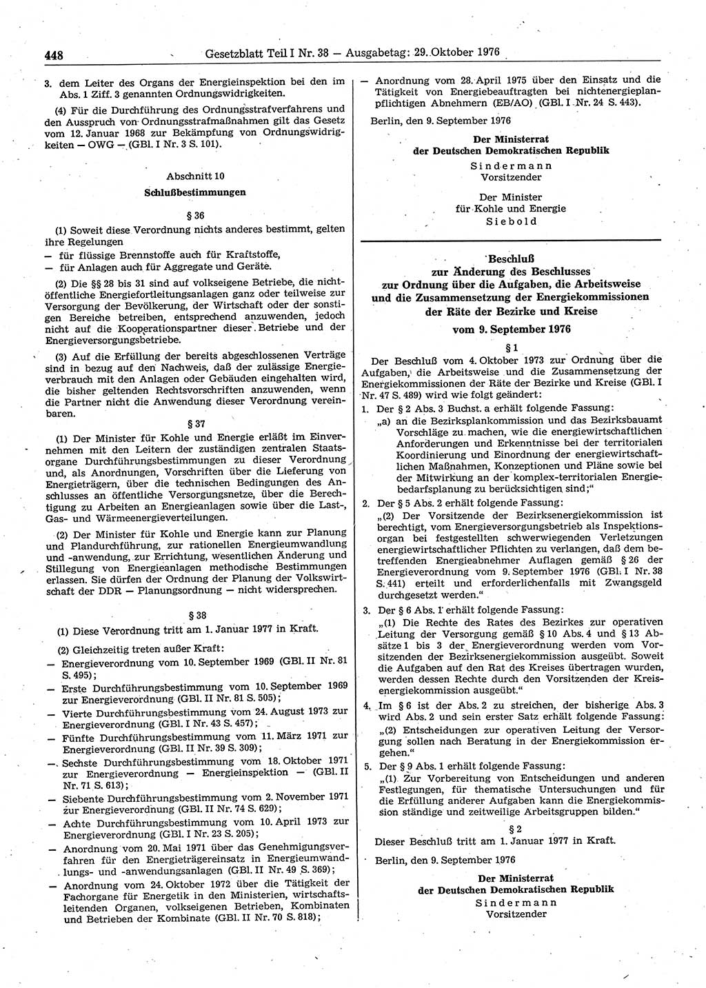 Gesetzblatt (GBl.) der Deutschen Demokratischen Republik (DDR) Teil Ⅰ 1976, Seite 448 (GBl. DDR Ⅰ 1976, S. 448)