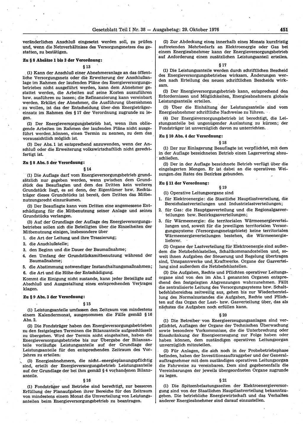 Gesetzblatt (GBl.) der Deutschen Demokratischen Republik (DDR) Teil Ⅰ 1976, Seite 451 (GBl. DDR Ⅰ 1976, S. 451)
