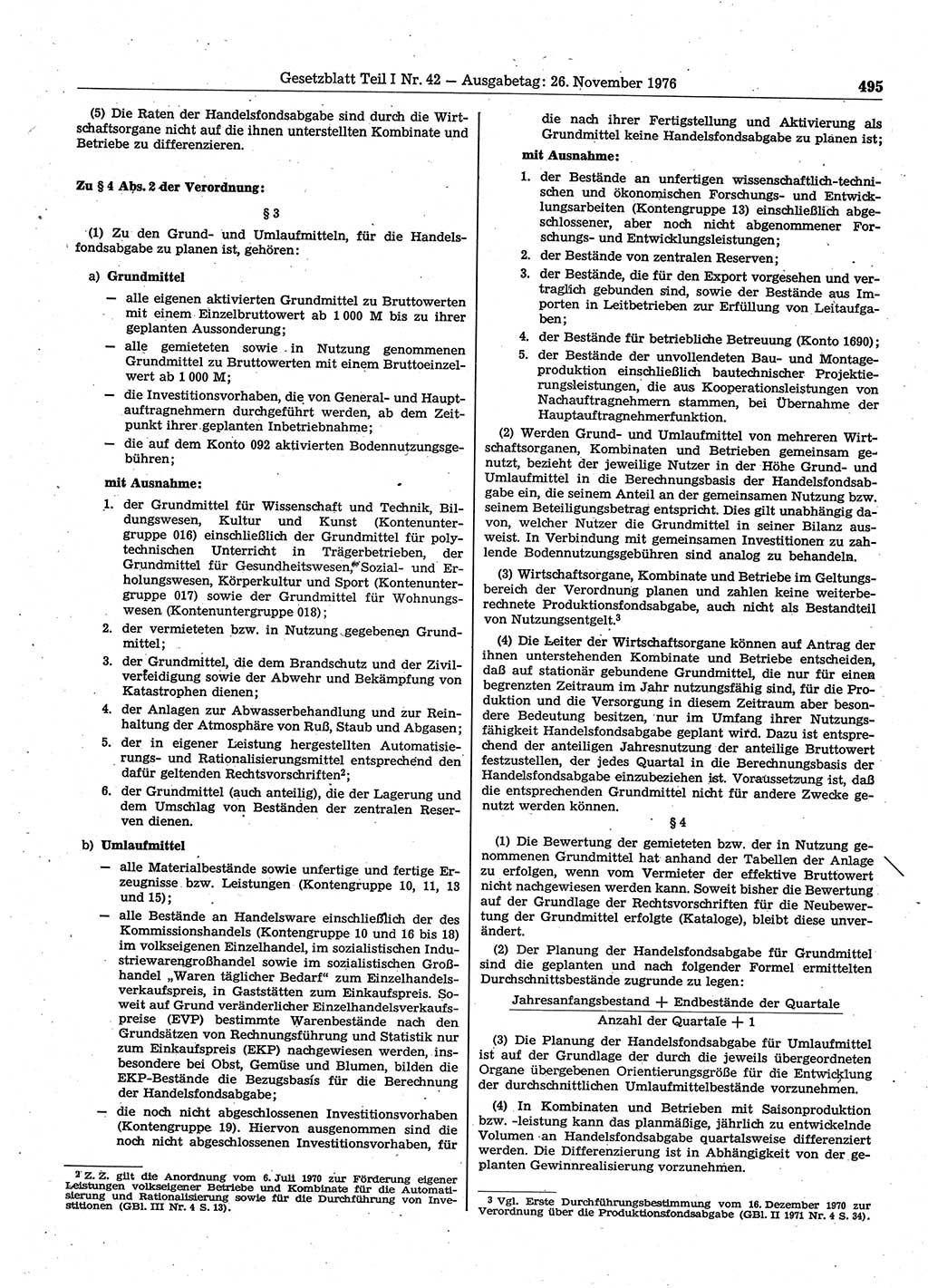 Gesetzblatt (GBl.) der Deutschen Demokratischen Republik (DDR) Teil Ⅰ 1976, Seite 495 (GBl. DDR Ⅰ 1976, S. 495)