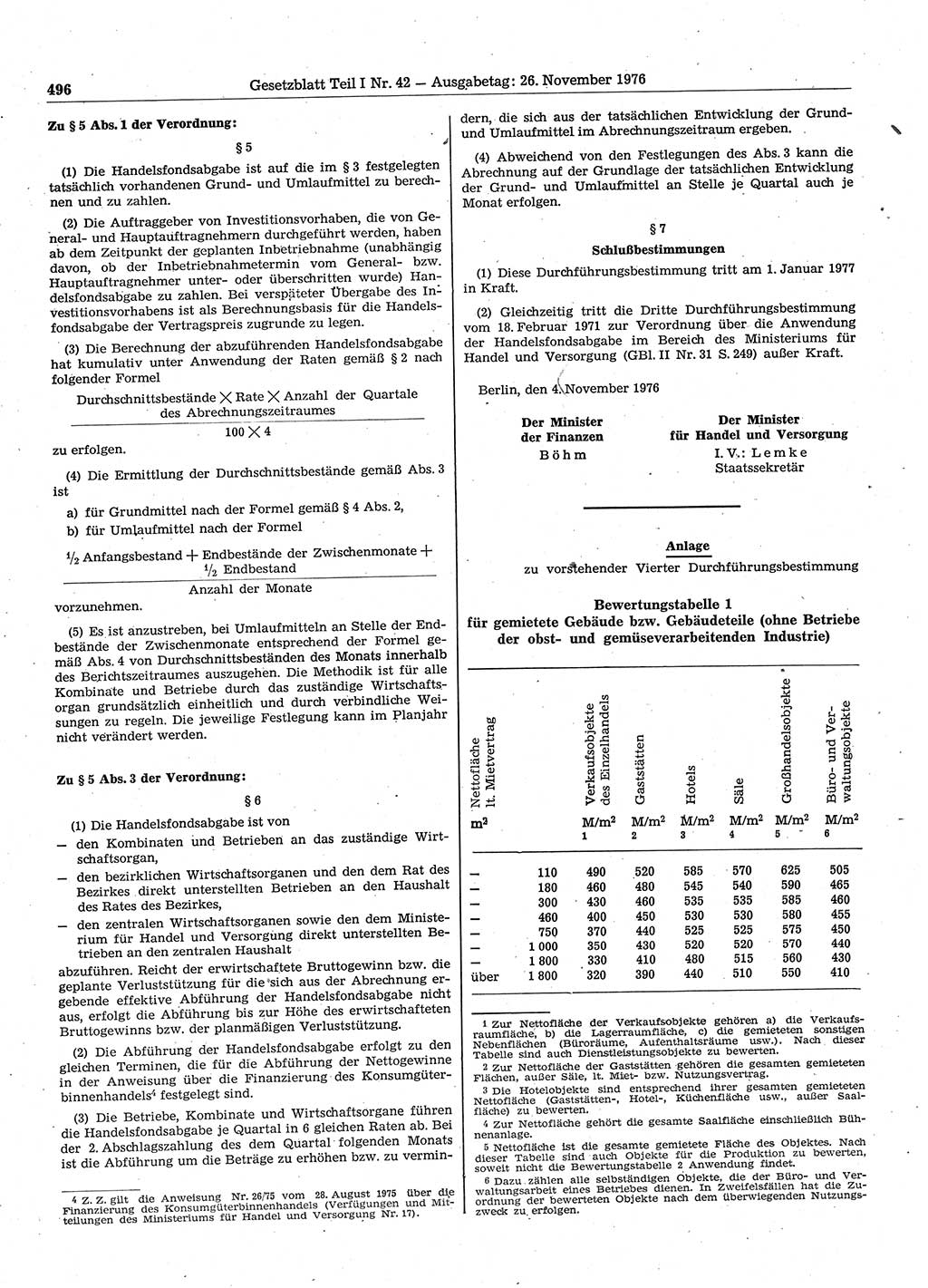 Gesetzblatt (GBl.) der Deutschen Demokratischen Republik (DDR) Teil Ⅰ 1976, Seite 496 (GBl. DDR Ⅰ 1976, S. 496)