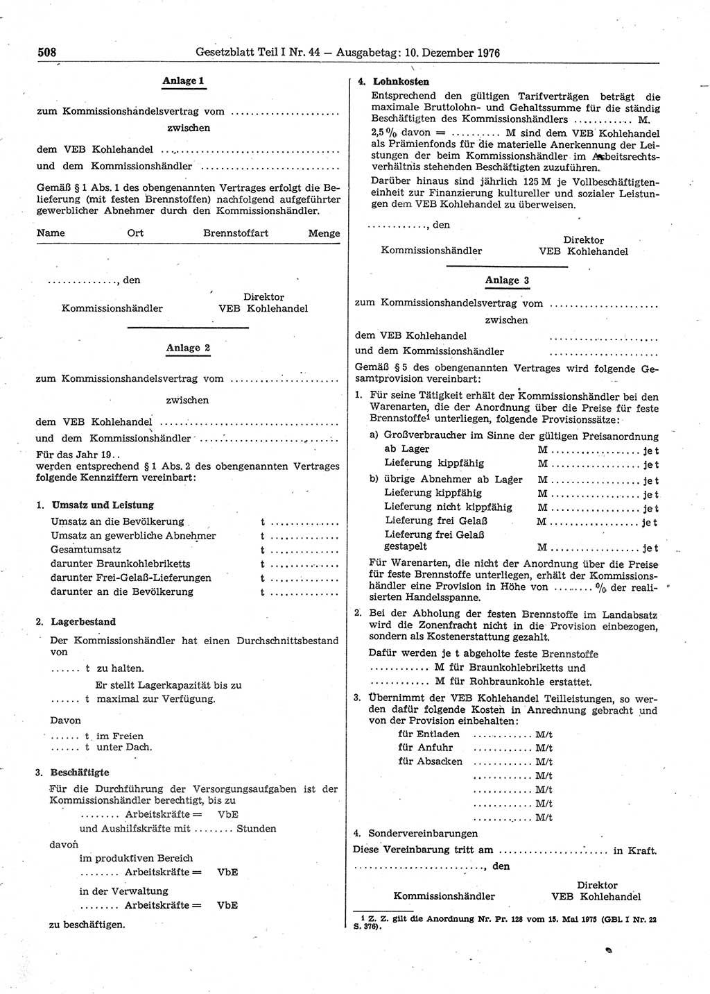 Gesetzblatt (GBl.) der Deutschen Demokratischen Republik (DDR) Teil Ⅰ 1976, Seite 508 (GBl. DDR Ⅰ 1976, S. 508)