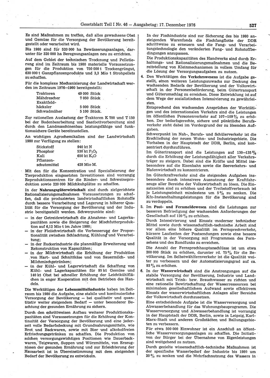 Gesetzblatt (GBl.) der Deutschen Demokratischen Republik (DDR) Teil Ⅰ 1976, Seite 527 (GBl. DDR Ⅰ 1976, S. 527)