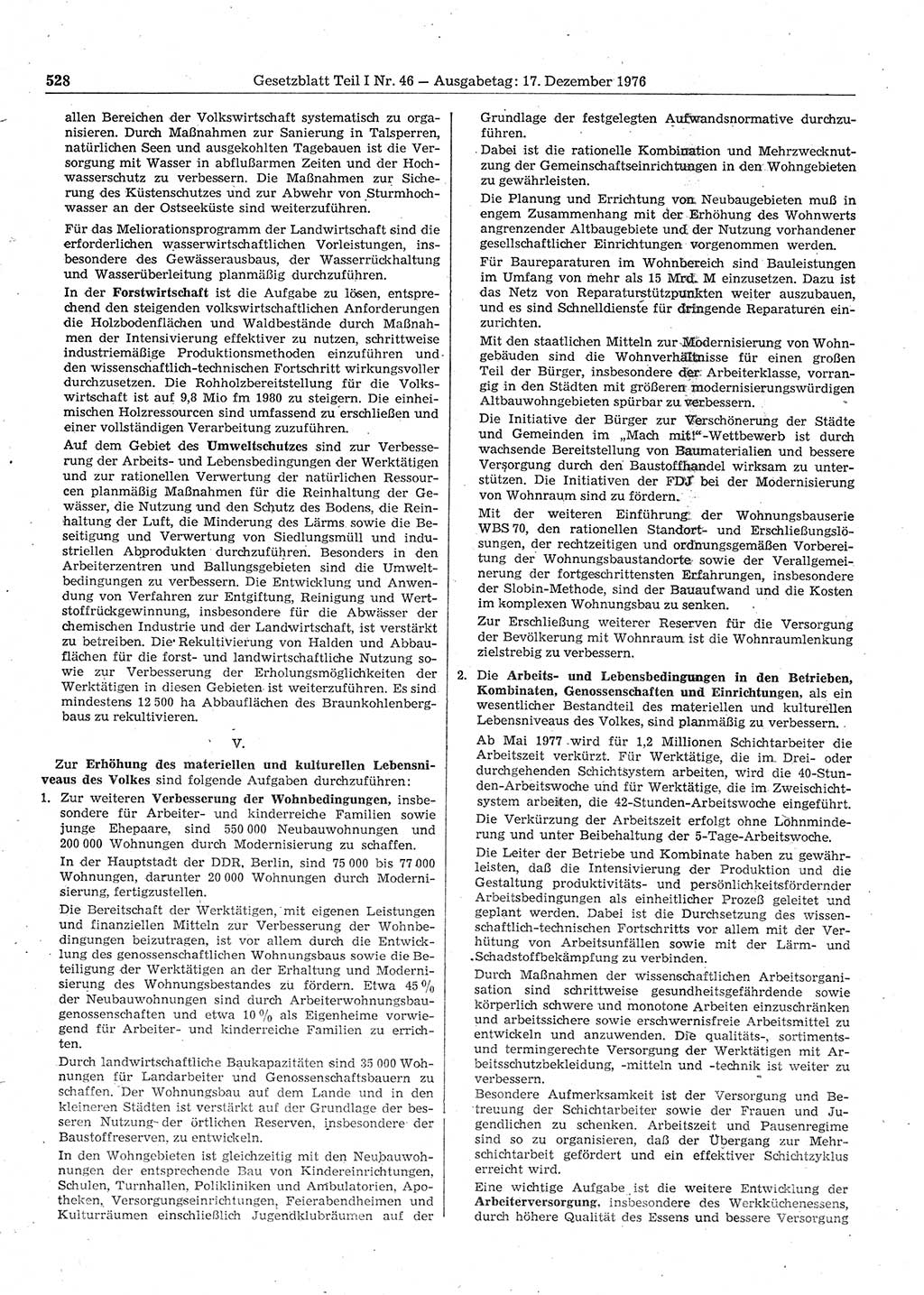 Gesetzblatt (GBl.) der Deutschen Demokratischen Republik (DDR) Teil Ⅰ 1976, Seite 528 (GBl. DDR Ⅰ 1976, S. 528)