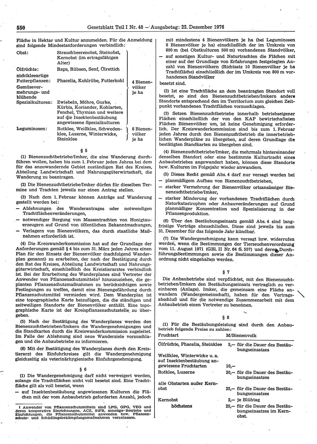 Gesetzblatt (GBl.) der Deutschen Demokratischen Republik (DDR) Teil Ⅰ 1976, Seite 550 (GBl. DDR Ⅰ 1976, S. 550)