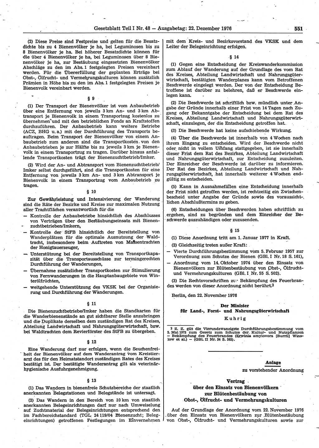 Gesetzblatt (GBl.) der Deutschen Demokratischen Republik (DDR) Teil Ⅰ 1976, Seite 551 (GBl. DDR Ⅰ 1976, S. 551)