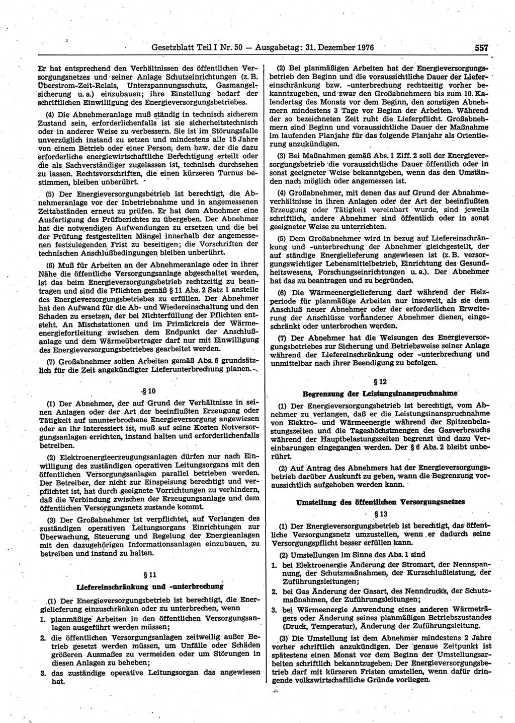 Gesetzblatt (GBl.) der Deutschen Demokratischen Republik (DDR) Teil Ⅰ 1976, Seite 557 (GBl. DDR Ⅰ 1976, S. 557)