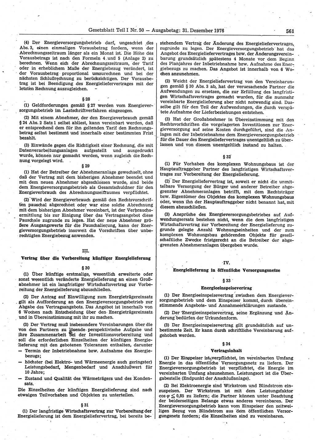 Gesetzblatt (GBl.) der Deutschen Demokratischen Republik (DDR) Teil Ⅰ 1976, Seite 561 (GBl. DDR Ⅰ 1976, S. 561)