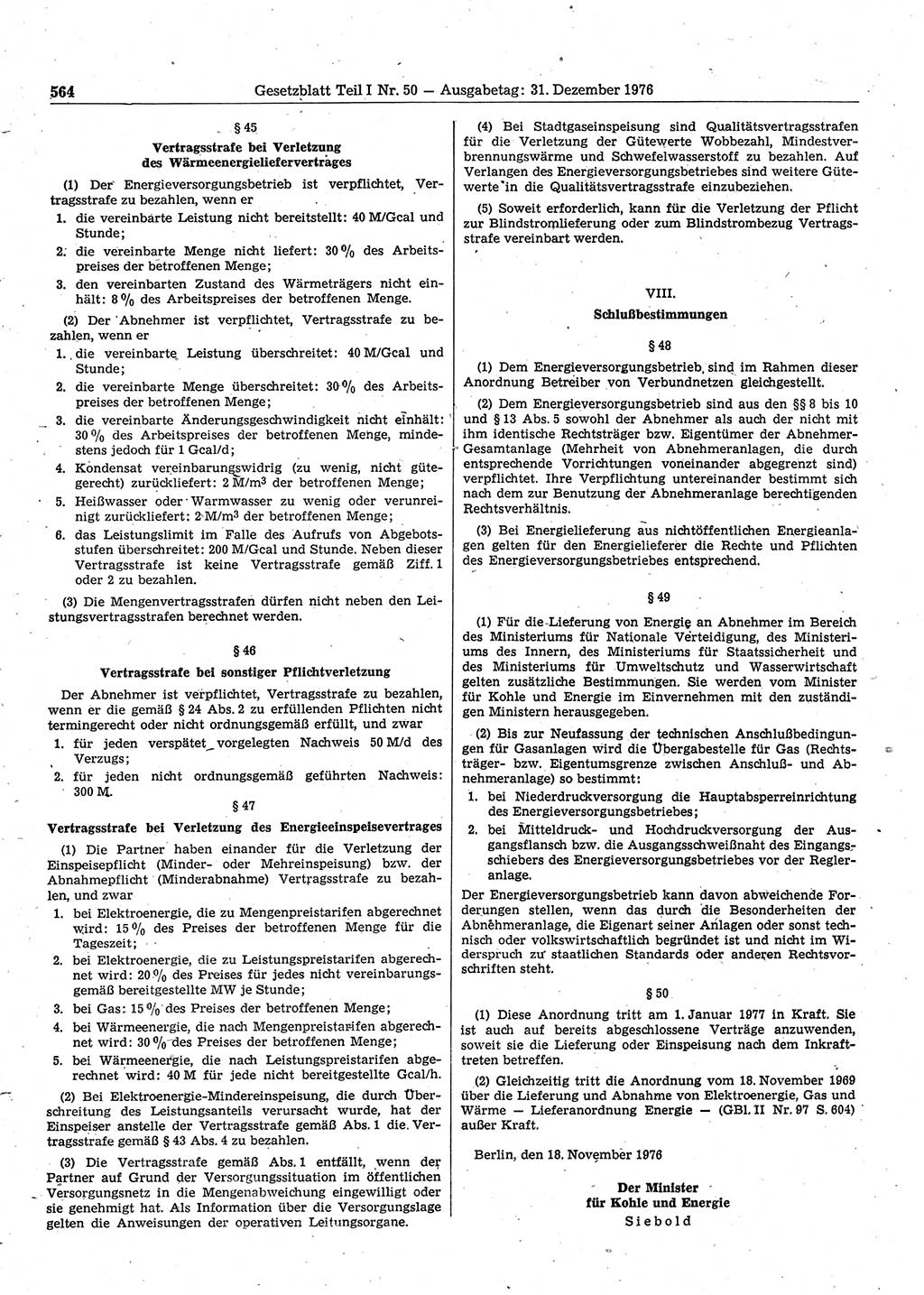 Gesetzblatt (GBl.) der Deutschen Demokratischen Republik (DDR) Teil Ⅰ 1976, Seite 564 (GBl. DDR Ⅰ 1976, S. 564)