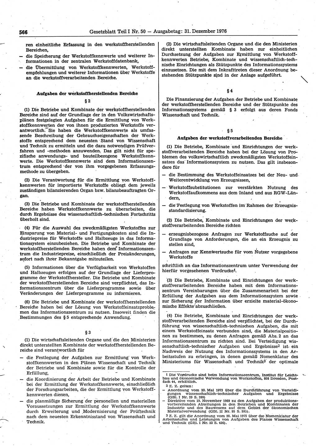 Gesetzblatt (GBl.) der Deutschen Demokratischen Republik (DDR) Teil Ⅰ 1976, Seite 566 (GBl. DDR Ⅰ 1976, S. 566)