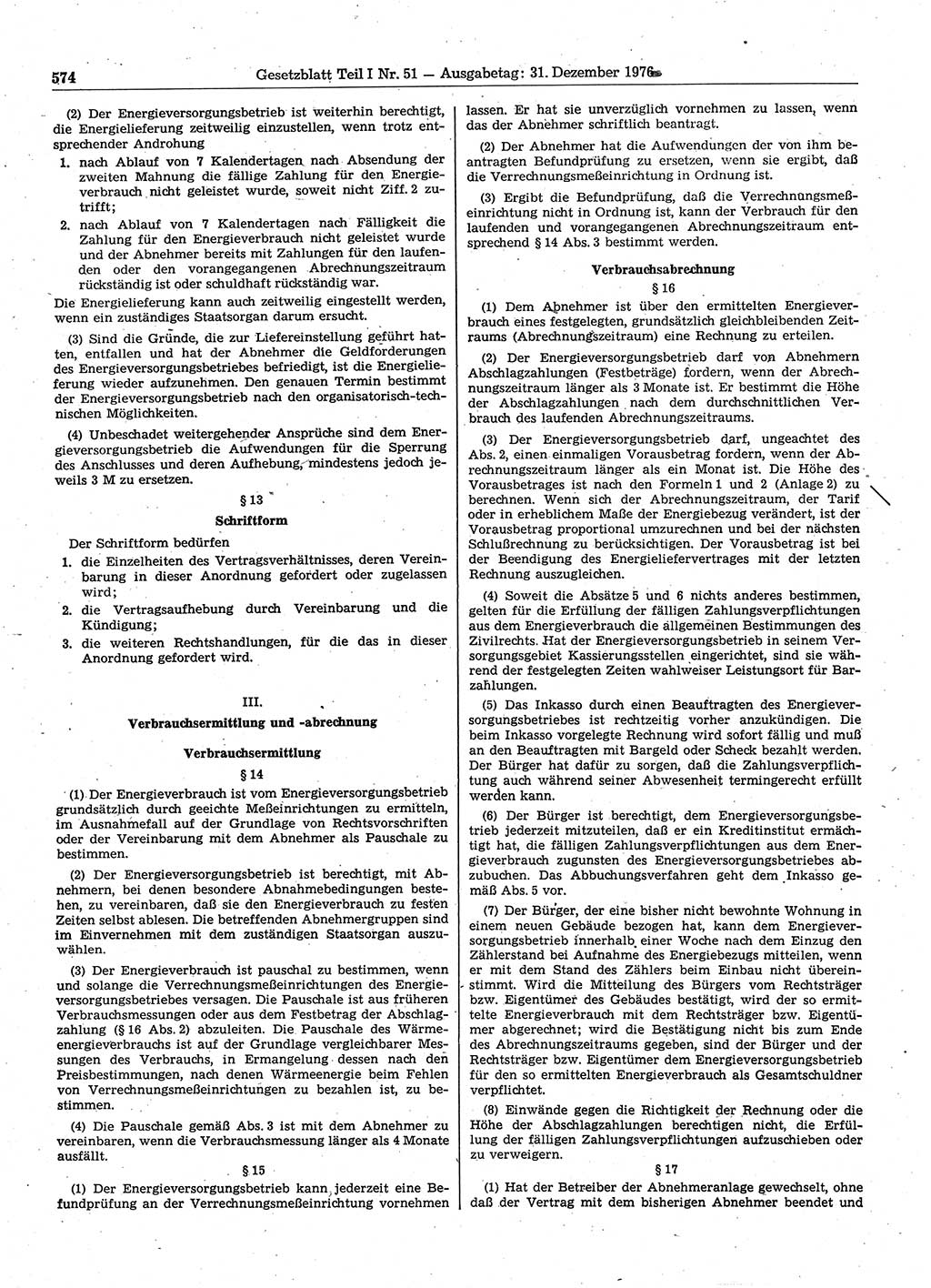 Gesetzblatt (GBl.) der Deutschen Demokratischen Republik (DDR) Teil Ⅰ 1976, Seite 574 (GBl. DDR Ⅰ 1976, S. 574)