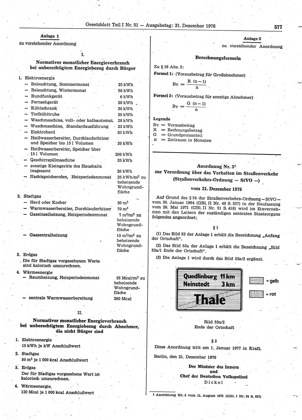 Gesetzblatt (GBl.) der Deutschen Demokratischen Republik (DDR) Teil Ⅰ 1976, Seite 577 (GBl. DDR Ⅰ 1976, S. 577)