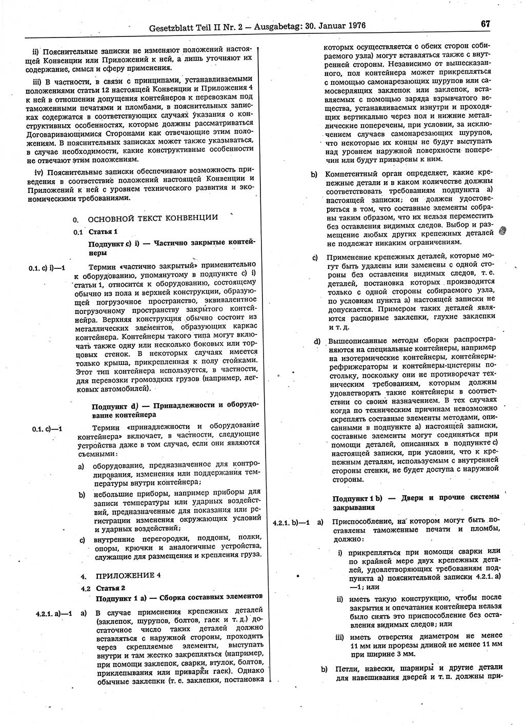 Gesetzblatt (GBl.) der Deutschen Demokratischen Republik (DDR) Teil ⅠⅠ 1976, Seite 67 (GBl. DDR ⅠⅠ 1976, S. 67)