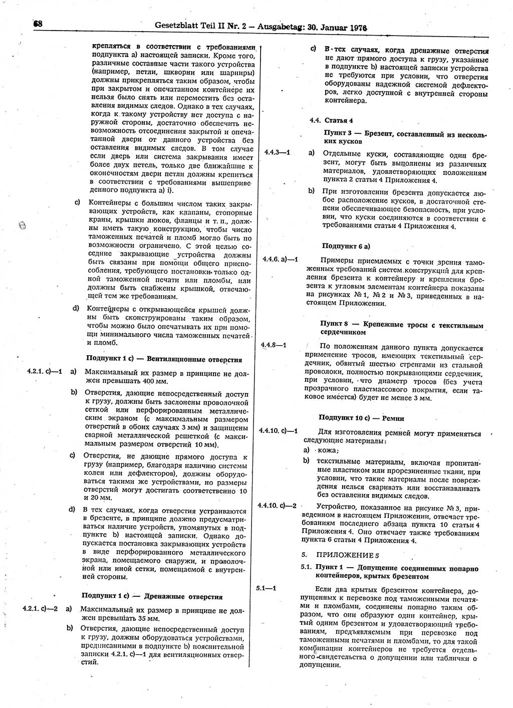 Gesetzblatt (GBl.) der Deutschen Demokratischen Republik (DDR) Teil ⅠⅠ 1976, Seite 68 (GBl. DDR ⅠⅠ 1976, S. 68)