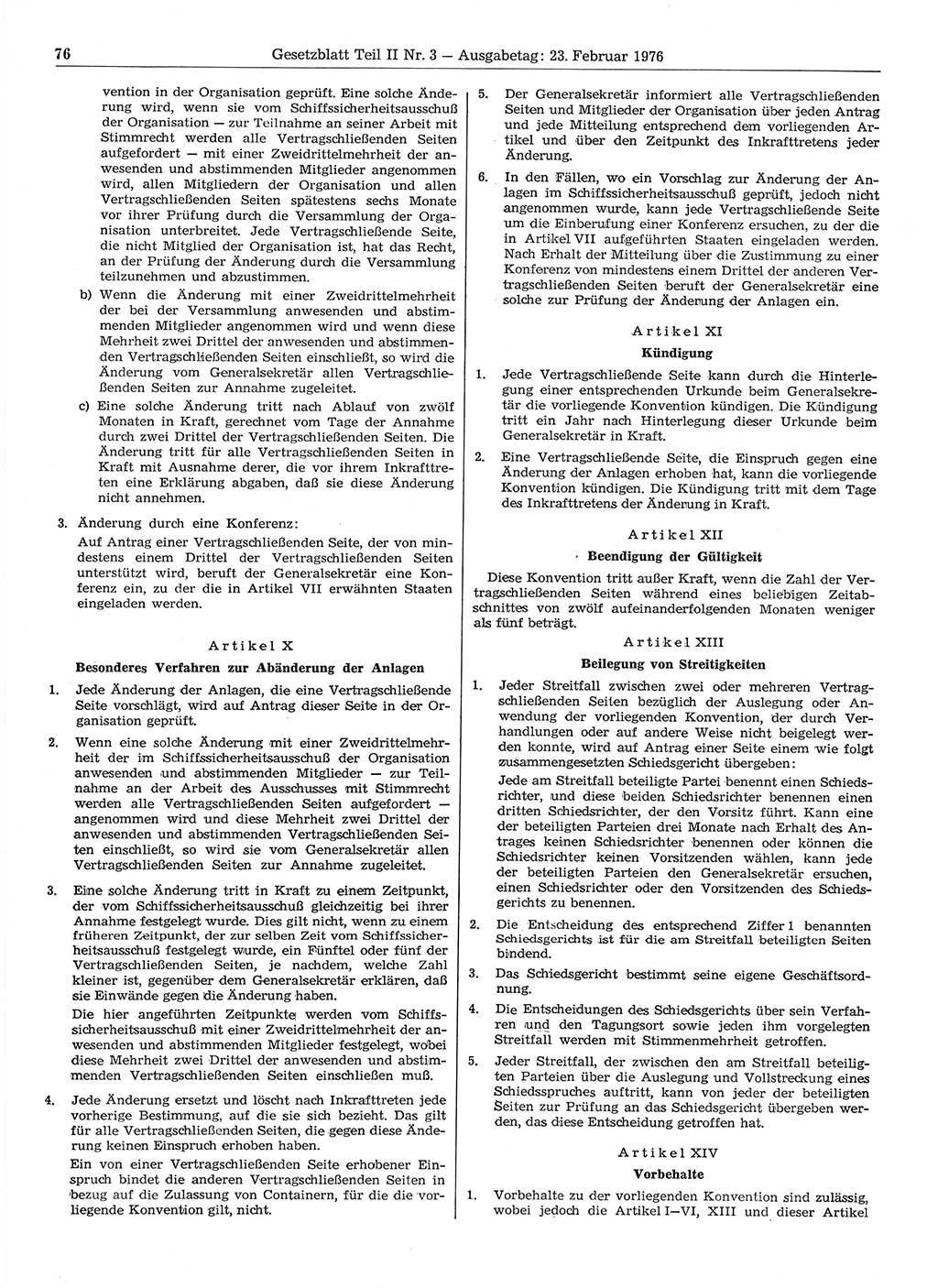 Gesetzblatt (GBl.) der Deutschen Demokratischen Republik (DDR) Teil ⅠⅠ 1976, Seite 76 (GBl. DDR ⅠⅠ 1976, S. 76)