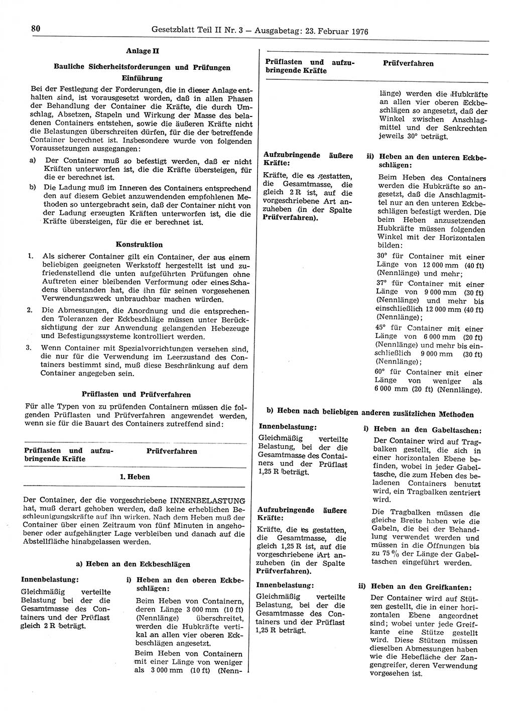 Gesetzblatt (GBl.) der Deutschen Demokratischen Republik (DDR) Teil ⅠⅠ 1976, Seite 80 (GBl. DDR ⅠⅠ 1976, S. 80)