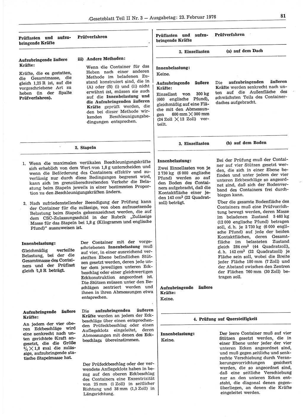 Gesetzblatt (GBl.) der Deutschen Demokratischen Republik (DDR) Teil ⅠⅠ 1976, Seite 81 (GBl. DDR ⅠⅠ 1976, S. 81)