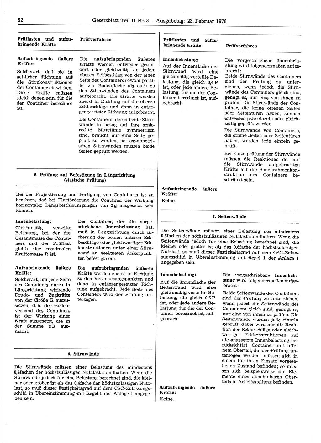 Gesetzblatt (GBl.) der Deutschen Demokratischen Republik (DDR) Teil ⅠⅠ 1976, Seite 82 (GBl. DDR ⅠⅠ 1976, S. 82)
