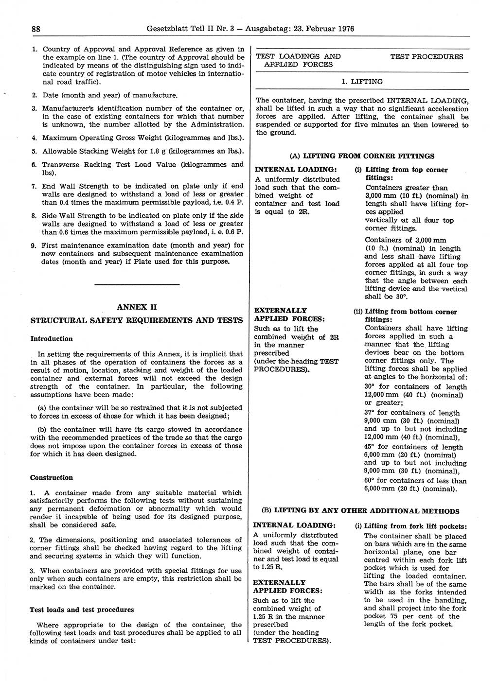 Gesetzblatt (GBl.) der Deutschen Demokratischen Republik (DDR) Teil ⅠⅠ 1976, Seite 88 (GBl. DDR ⅠⅠ 1976, S. 88)