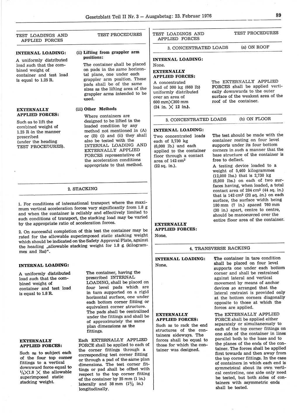 Gesetzblatt (GBl.) der Deutschen Demokratischen Republik (DDR) Teil ⅠⅠ 1976, Seite 89 (GBl. DDR ⅠⅠ 1976, S. 89)