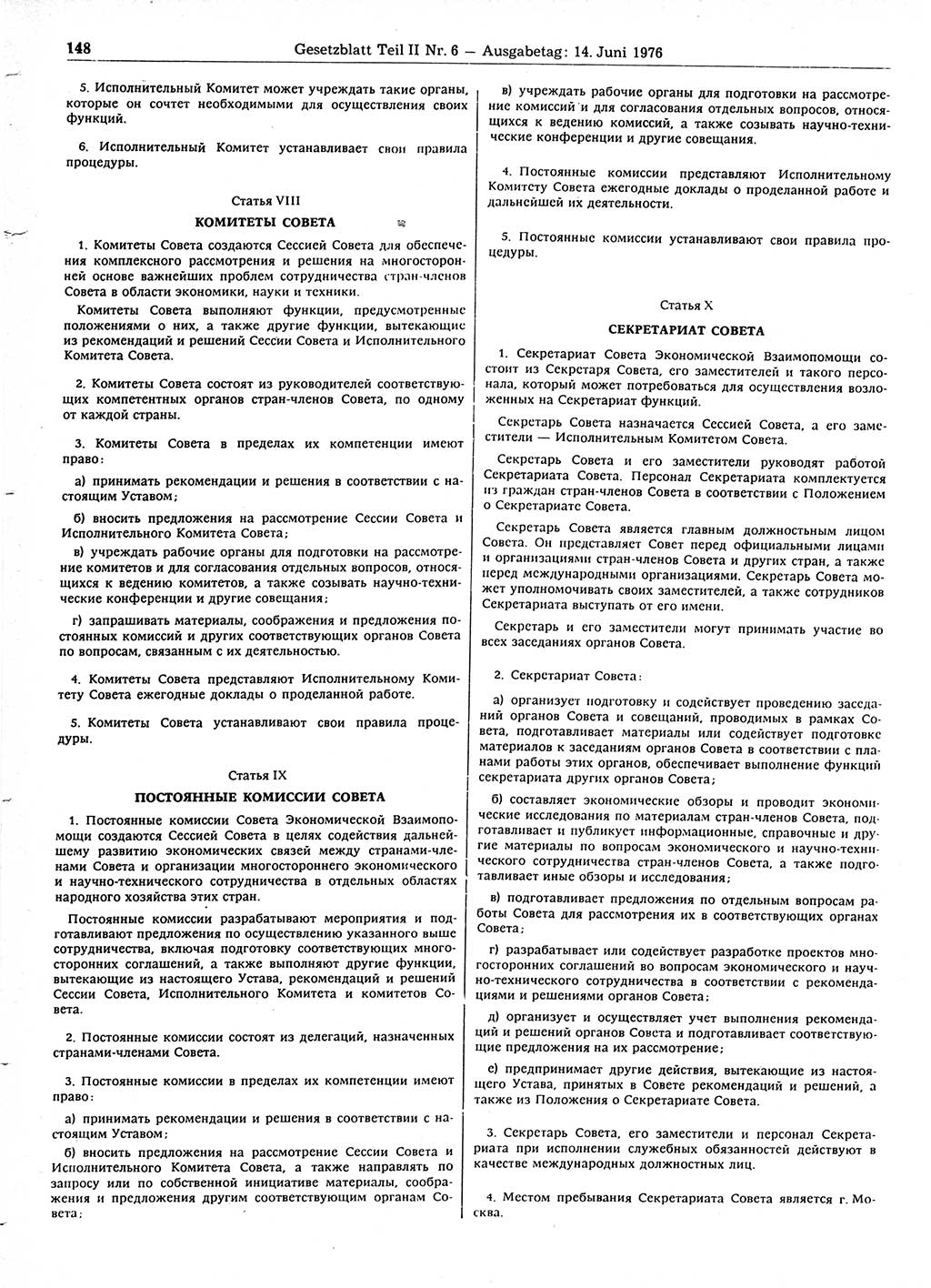 Gesetzblatt (GBl.) der Deutschen Demokratischen Republik (DDR) Teil ⅠⅠ 1976, Seite 148 (GBl. DDR ⅠⅠ 1976, S. 148)