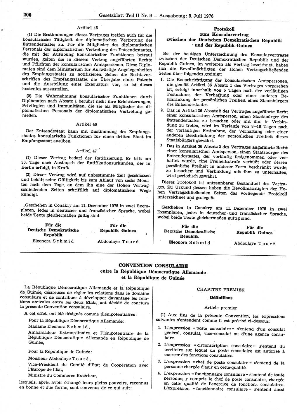 Gesetzblatt (GBl.) der Deutschen Demokratischen Republik (DDR) Teil ⅠⅠ 1976, Seite 200 (GBl. DDR ⅠⅠ 1976, S. 200)