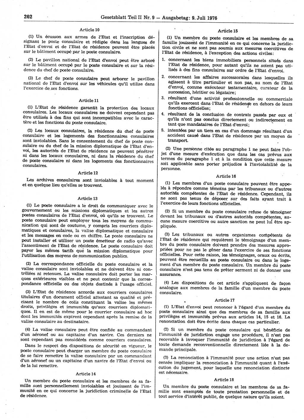 Gesetzblatt (GBl.) der Deutschen Demokratischen Republik (DDR) Teil ⅠⅠ 1976, Seite 202 (GBl. DDR ⅠⅠ 1976, S. 202)