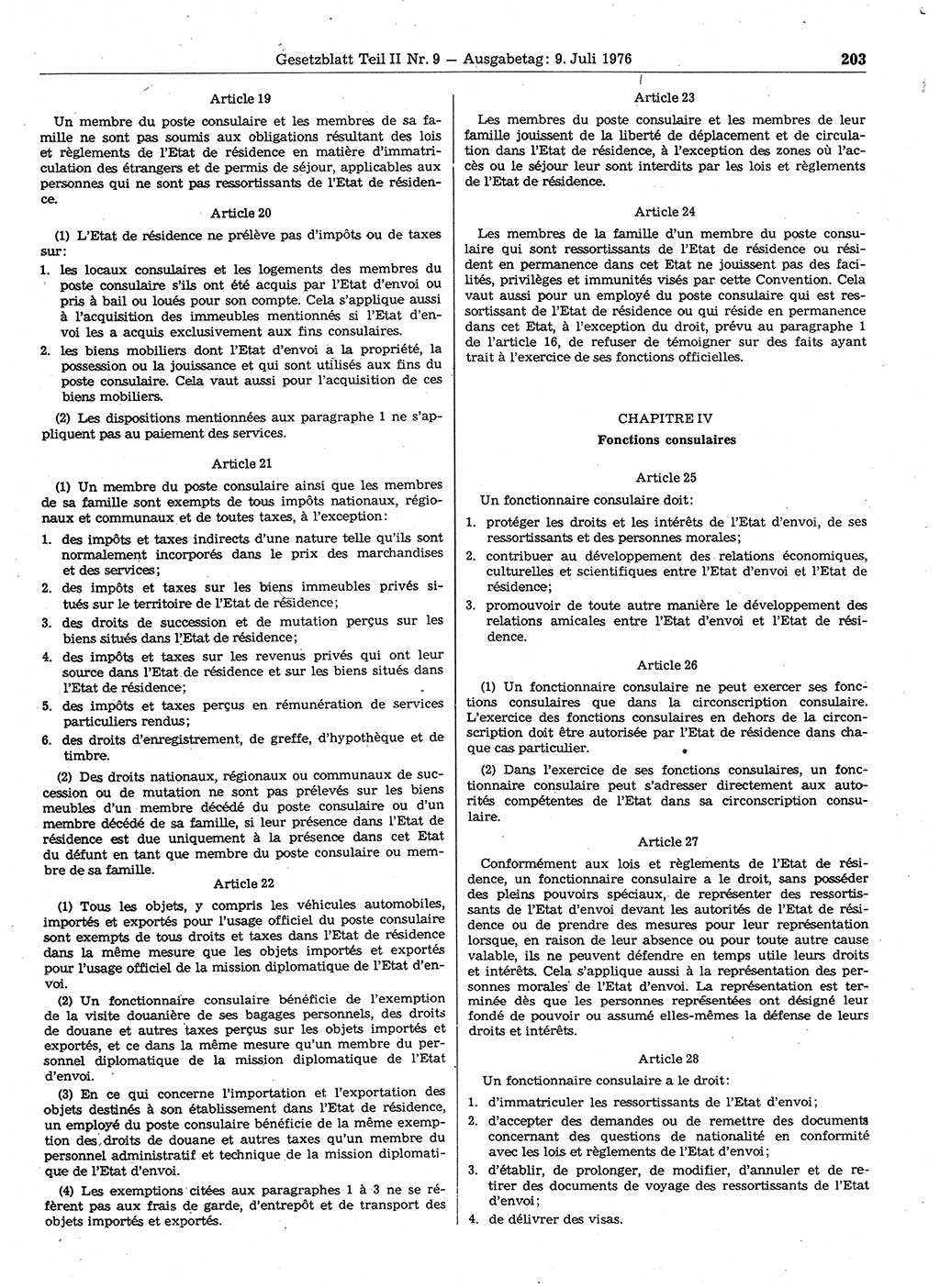 Gesetzblatt (GBl.) der Deutschen Demokratischen Republik (DDR) Teil ⅠⅠ 1976, Seite 203 (GBl. DDR ⅠⅠ 1976, S. 203)
