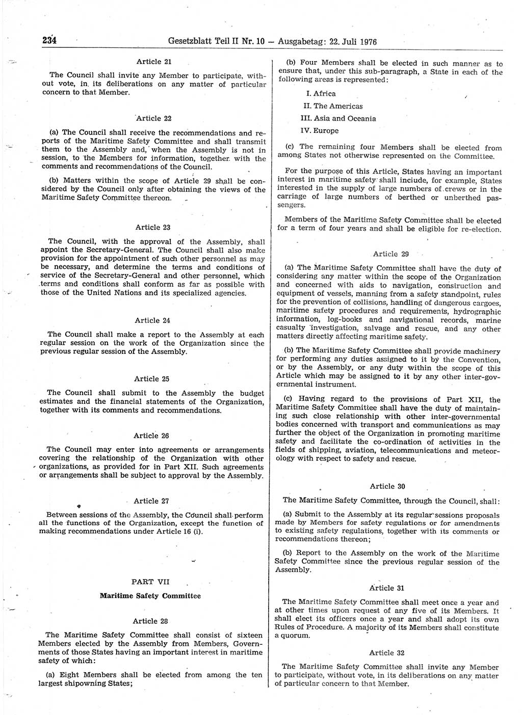 Gesetzblatt (GBl.) der Deutschen Demokratischen Republik (DDR) Teil ⅠⅠ 1976, Seite 234 (GBl. DDR ⅠⅠ 1976, S. 234)