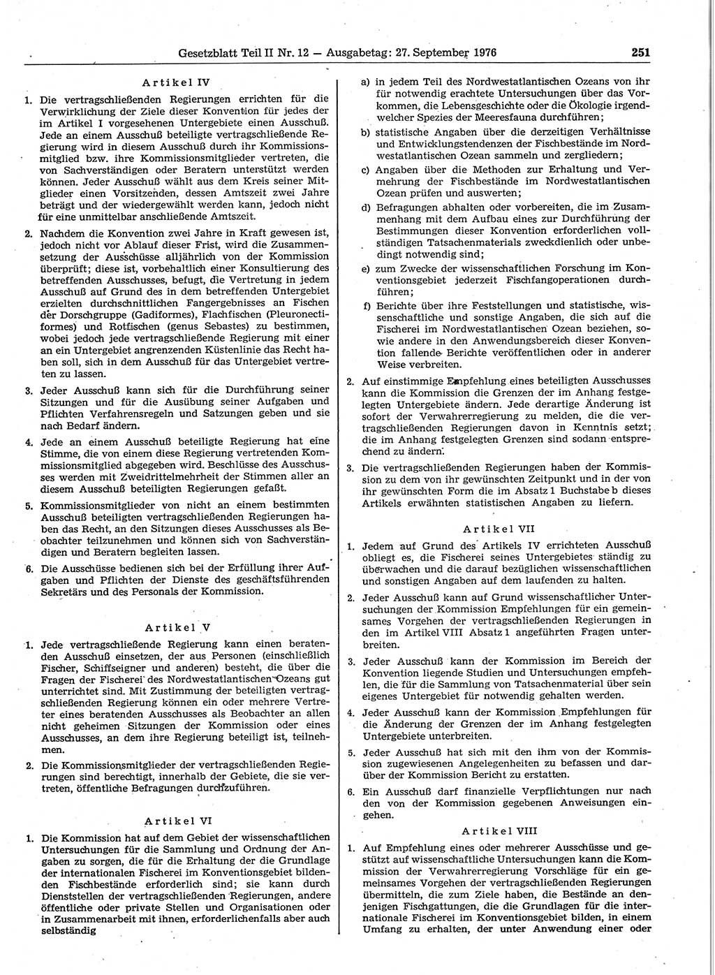 Gesetzblatt (GBl.) der Deutschen Demokratischen Republik (DDR) Teil ⅠⅠ 1976, Seite 251 (GBl. DDR ⅠⅠ 1976, S. 251)