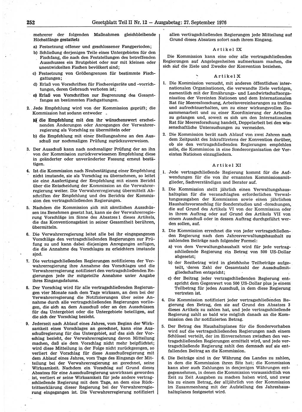 Gesetzblatt (GBl.) der Deutschen Demokratischen Republik (DDR) Teil ⅠⅠ 1976, Seite 252 (GBl. DDR ⅠⅠ 1976, S. 252)