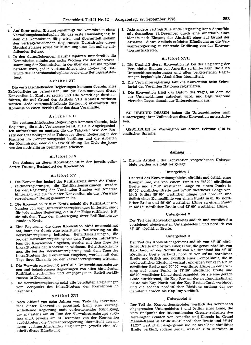 Gesetzblatt (GBl.) der Deutschen Demokratischen Republik (DDR) Teil ⅠⅠ 1976, Seite 253 (GBl. DDR ⅠⅠ 1976, S. 253)