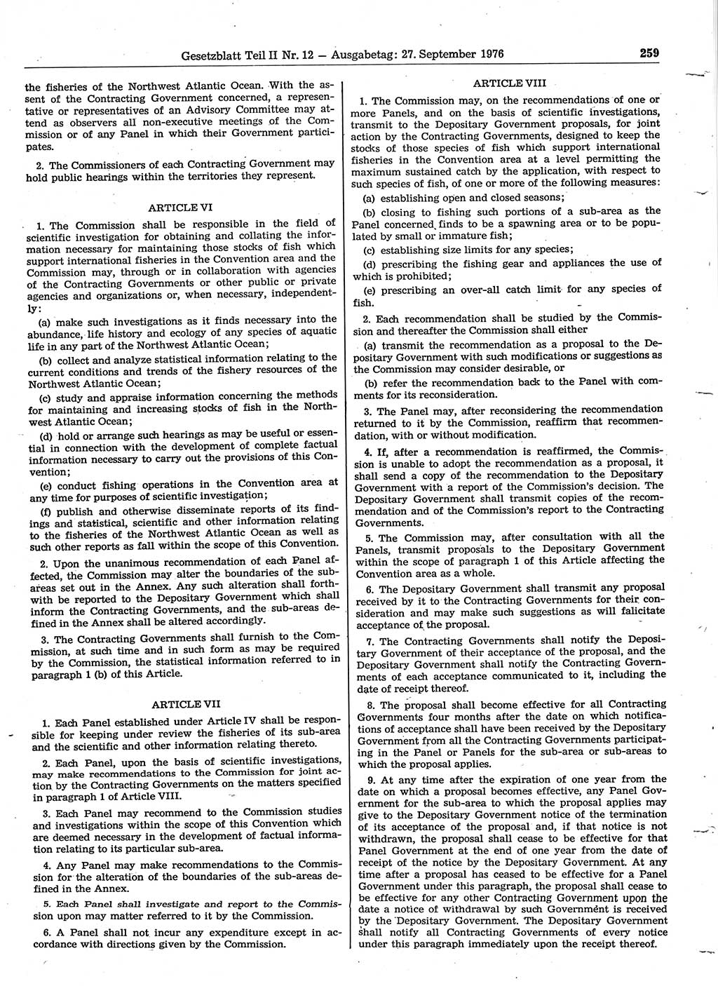 Gesetzblatt (GBl.) der Deutschen Demokratischen Republik (DDR) Teil ⅠⅠ 1976, Seite 259 (GBl. DDR ⅠⅠ 1976, S. 259)