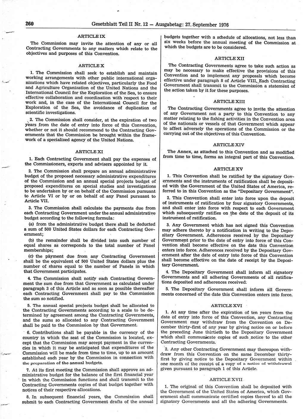 Gesetzblatt (GBl.) der Deutschen Demokratischen Republik (DDR) Teil ⅠⅠ 1976, Seite 260 (GBl. DDR ⅠⅠ 1976, S. 260)