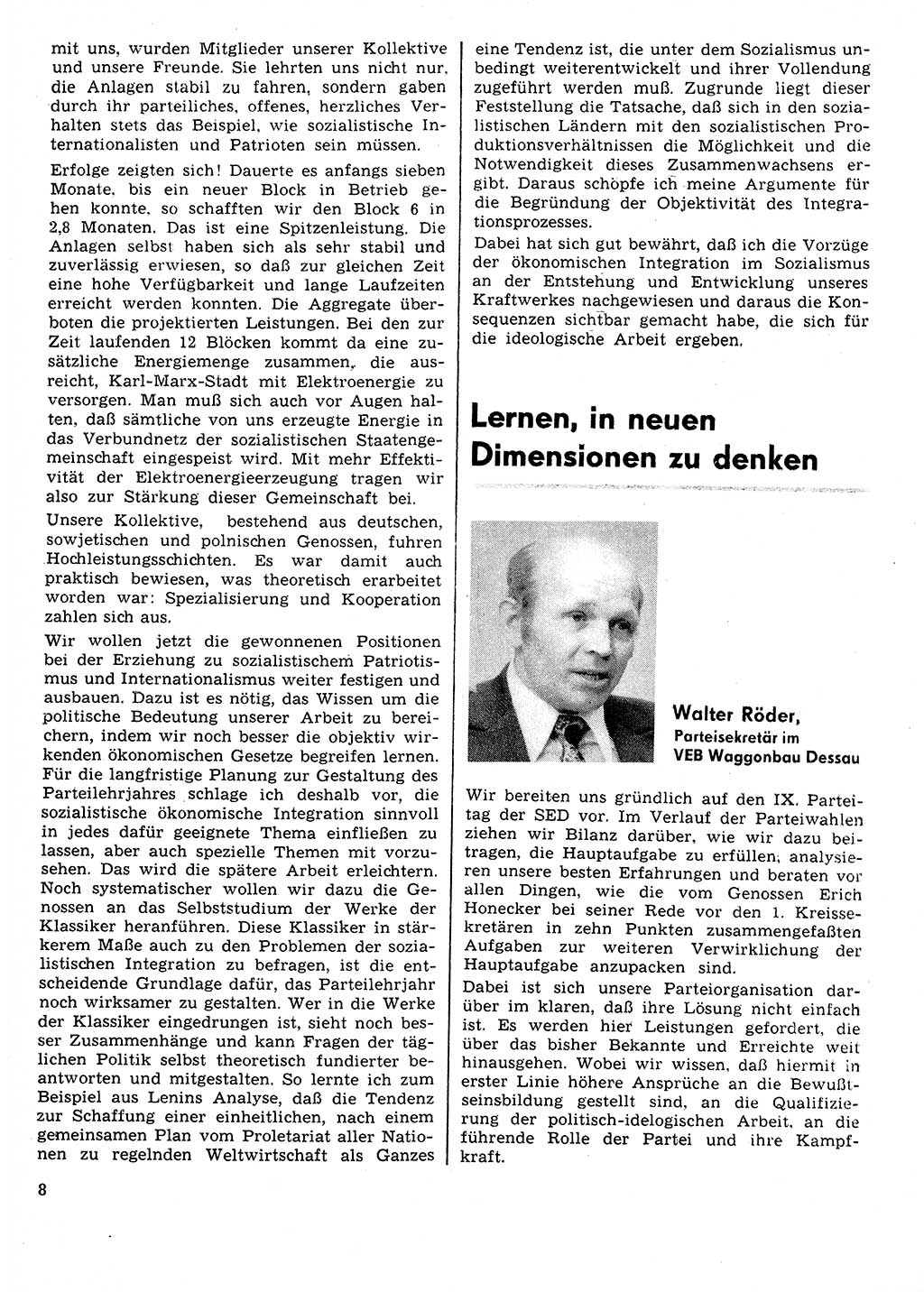 Neuer Weg (NW), Organ des Zentralkomitees (ZK) der SED (Sozialistische Einheitspartei Deutschlands) für Fragen des Parteilebens, 31. Jahrgang [Deutsche Demokratische Republik (DDR)] 1976, Seite 8 (NW ZK SED DDR 1976, S. 8)