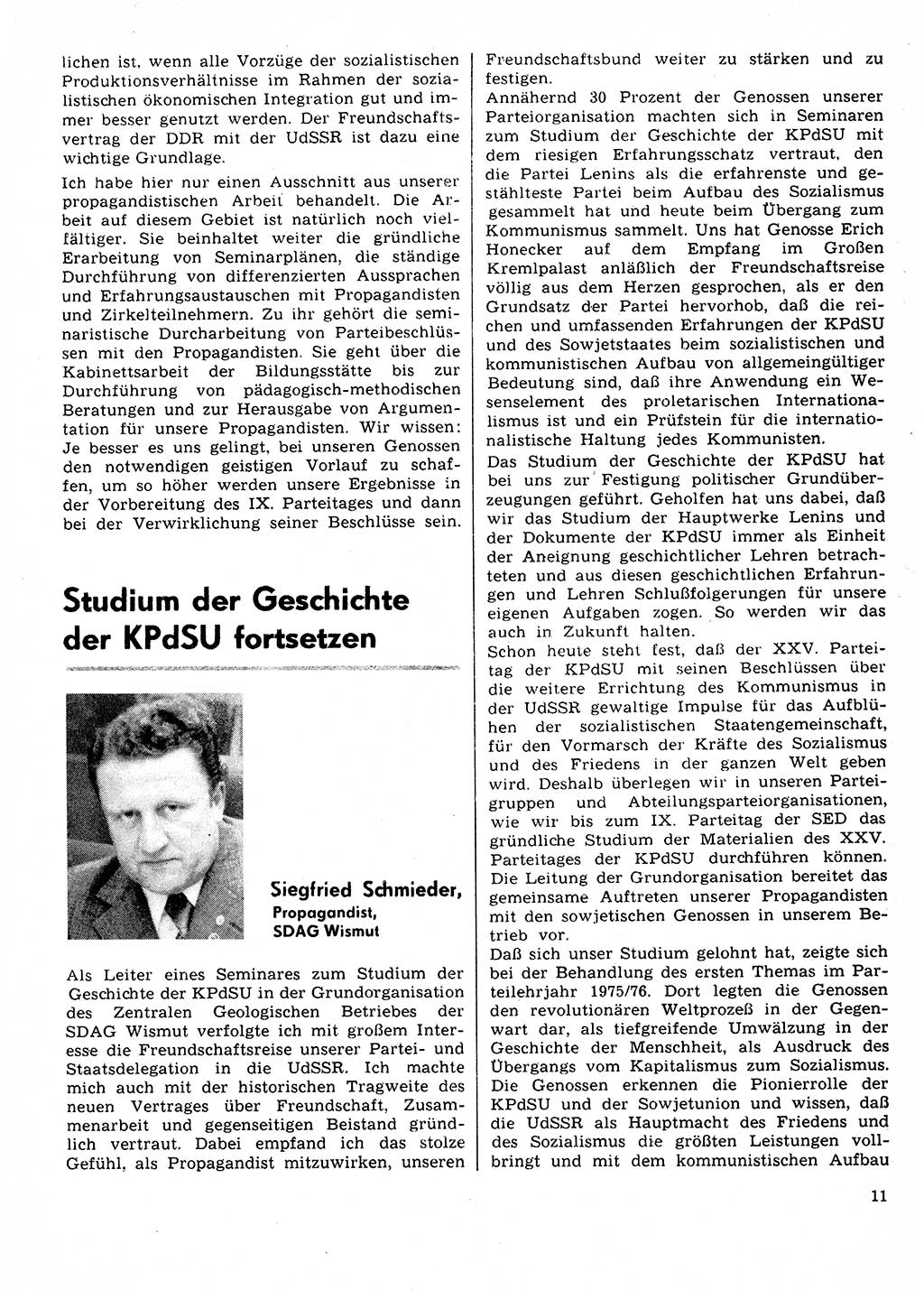 Neuer Weg (NW), Organ des Zentralkomitees (ZK) der SED (Sozialistische Einheitspartei Deutschlands) für Fragen des Parteilebens, 31. Jahrgang [Deutsche Demokratische Republik (DDR)] 1976, Seite 11 (NW ZK SED DDR 1976, S. 11)