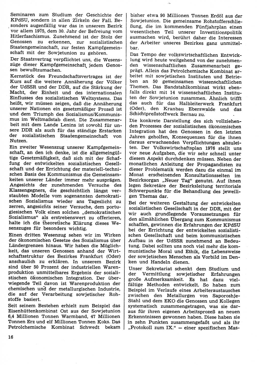 Neuer Weg (NW), Organ des Zentralkomitees (ZK) der SED (Sozialistische Einheitspartei Deutschlands) für Fragen des Parteilebens, 31. Jahrgang [Deutsche Demokratische Republik (DDR)] 1976, Seite 16 (NW ZK SED DDR 1976, S. 16)